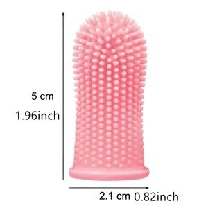 🛍️Pink Silicone Fingertip Pet Toothbrush For Dogs Cats